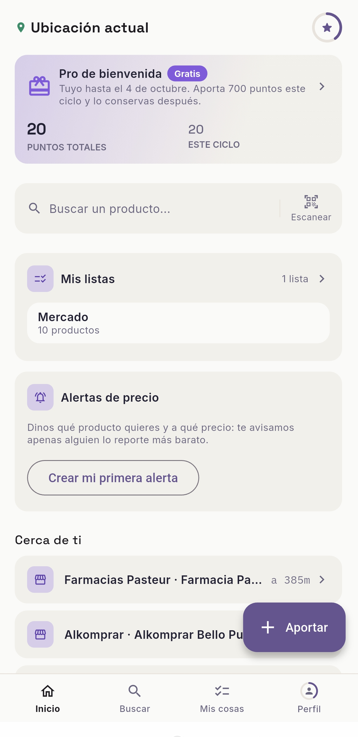 Pantalla de inicio de Lucashian